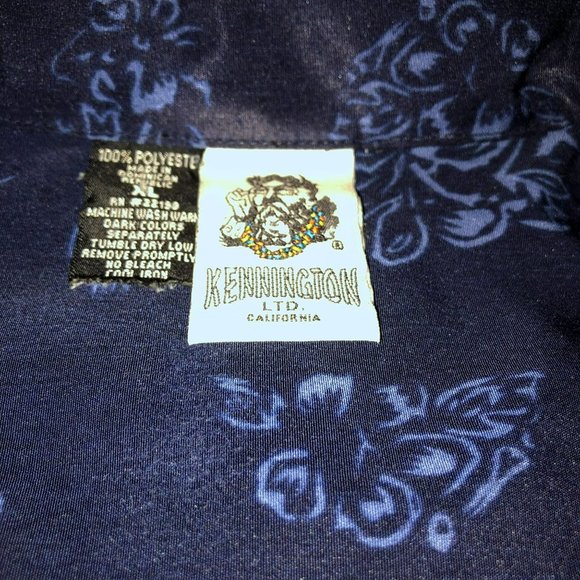 HAWAIIAN SHIRT SZ XL BLUE KENNINGTON HAIBISCUS PINAPPLES BEACH OUTDOORS MENS - Picture 3 of 4